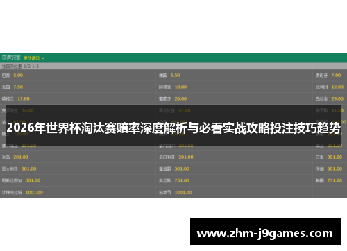 2026年世界杯淘汰赛赔率深度解析与必看实战攻略投注技巧趋势